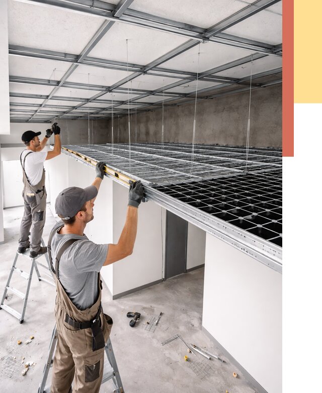 Монтаж потолка грильято в Междуреченске от 455 руб./м² — быстрая сборка под ключ | ОТДЕЛОЧНИК-Мжд