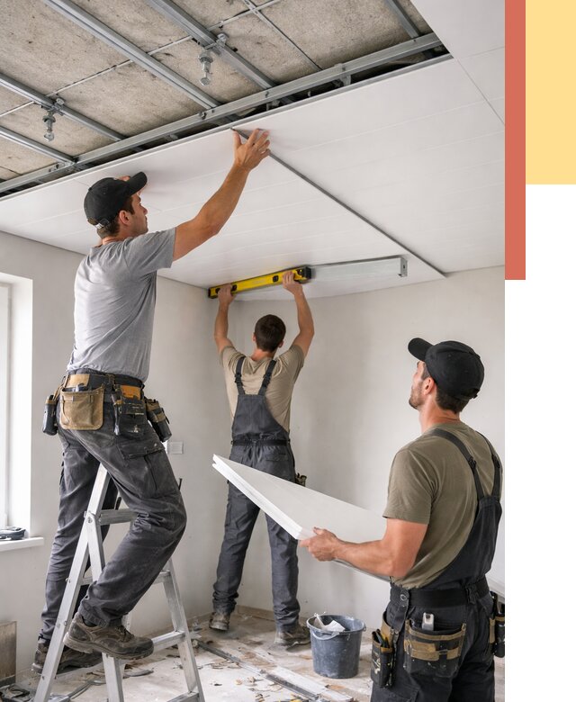 Монтаж потолка из ПВХ панелей в Междуреченске от 3537 руб./м2 — быстро и недорого | ОТДЕЛОЧНИК-Мжд