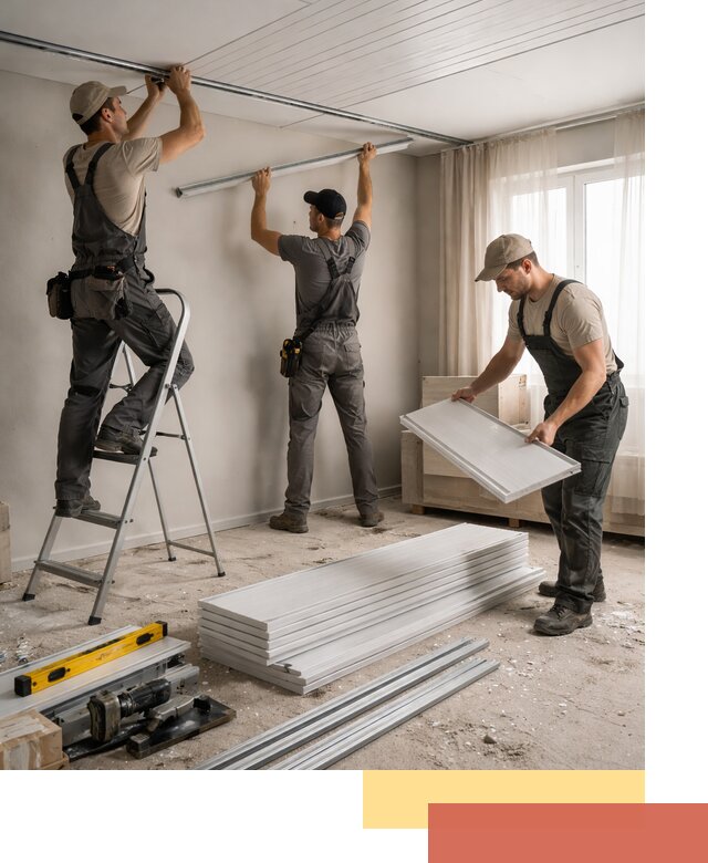 Монтаж потолка из ПВХ панелей в Междуреченске оперативно и качественно