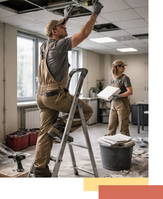 Ремонт потолка Армстронг и замена плит в Междуреченске