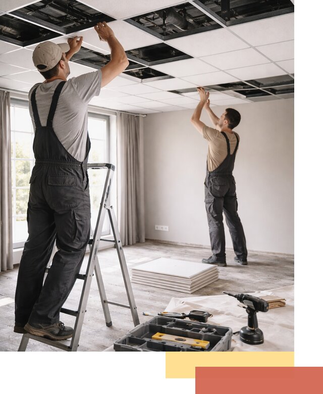 Замена плит подвесного потолка в Междуреченске быстро и качественно