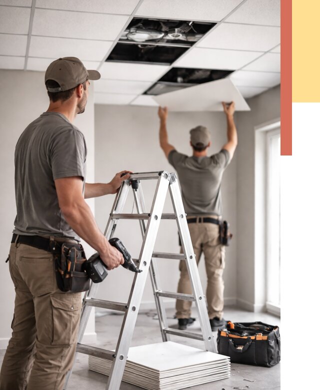 Обслуживание подвесного потолка в Междуреченске от 3537 руб. — быстро и недорого | ОТДЕЛОЧНИК-Мжд