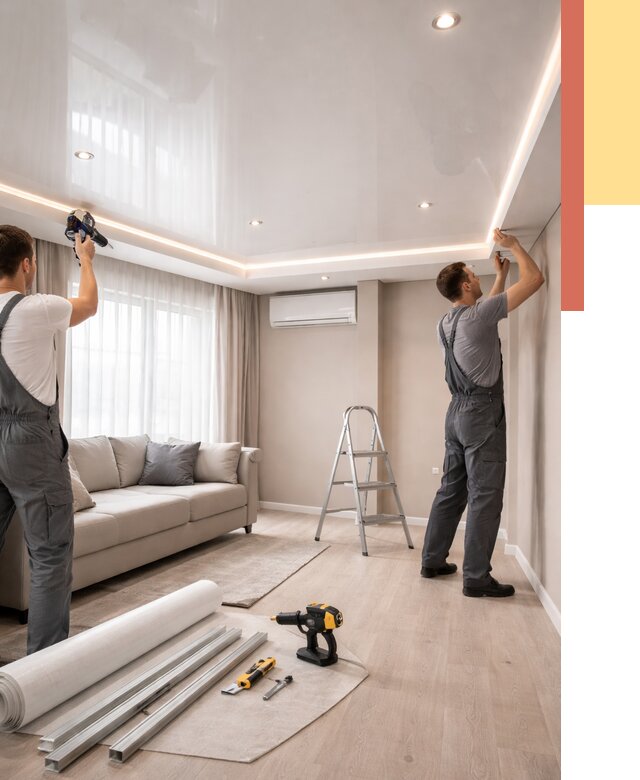 Монтаж глянцевого натяжного потолка в Междуреченске от 758 руб. под ключ | ОТДЕЛОЧНИК-Мжд