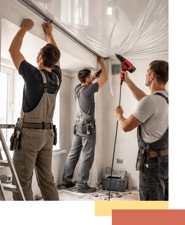 Монтаж глянцевого натяжного потолка в Междуреченске быстро и качественно