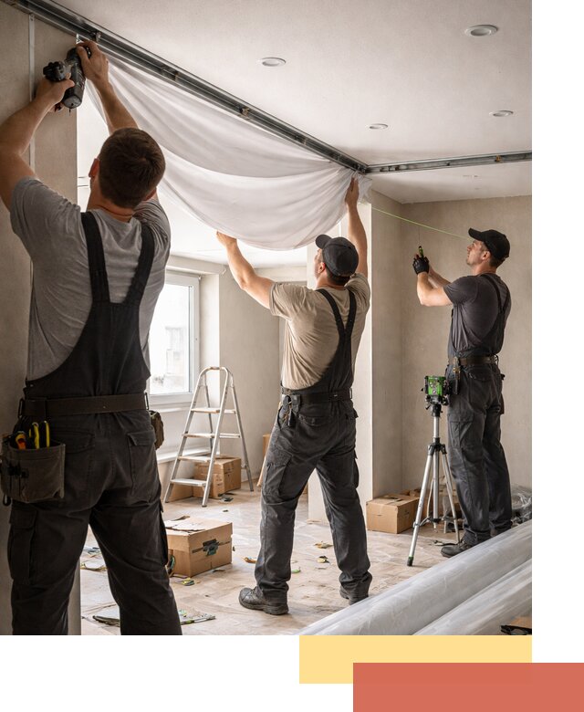 Монтаж парящего натяжного потолка под ключ в Междуреченске