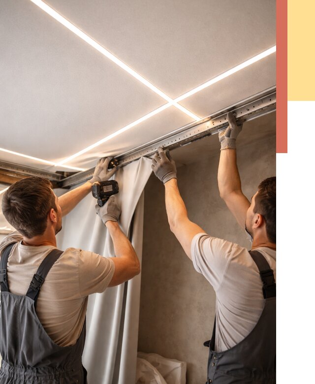 Монтаж натяжного потолка со световыми линиями в Междуреченске от 1213 руб. | ОТДЕЛОЧНИК-Мжд