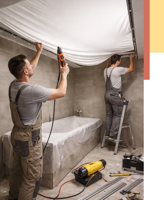 Монтаж натяжного потолка в ванной в Междуреченске от 1213 руб. под ключ | ОТДЕЛОЧНИК-Мжд