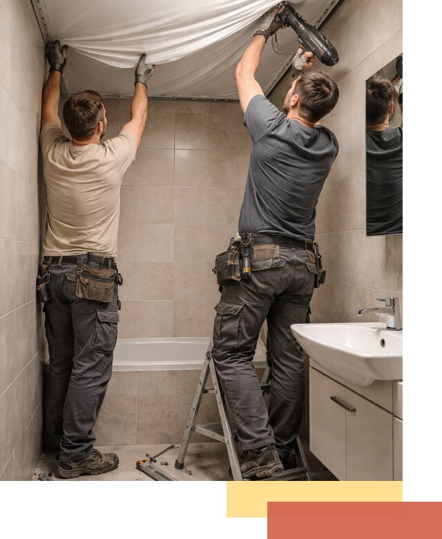 Монтаж натяжного потолка в ванной в Междуреченске быстро и качественно