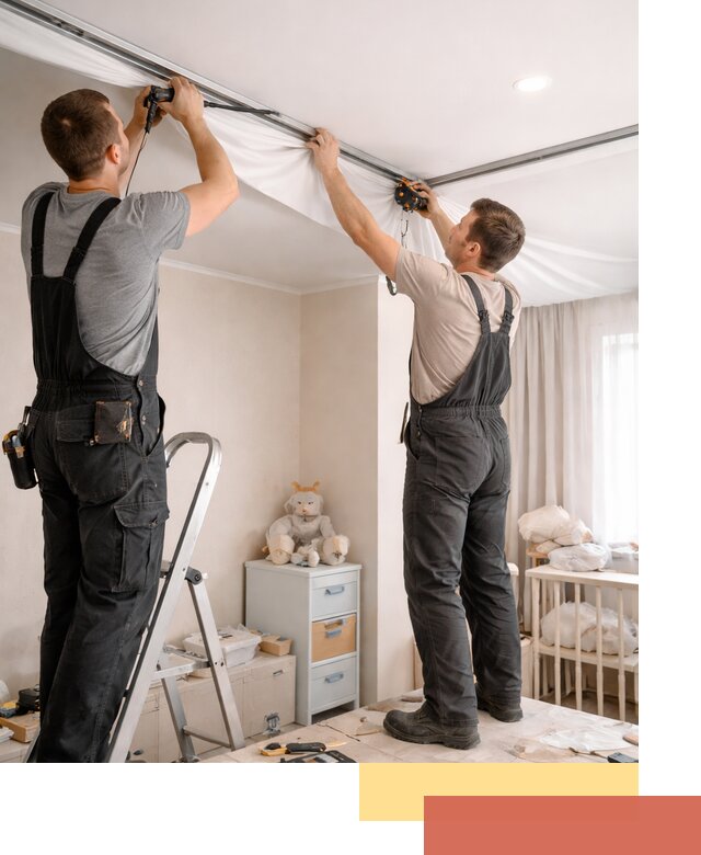 Монтаж натяжного потолка в детской комнате в Междуреченске