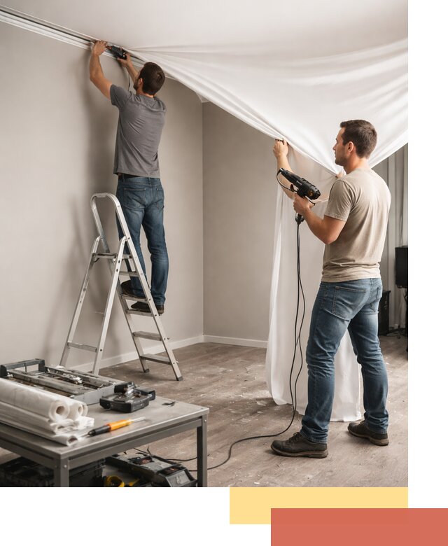 Монтаж натяжного потолка в студии в Междуреченске