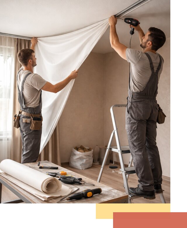 Замена полотна натяжного потолка в Междуреченске быстро и качественно