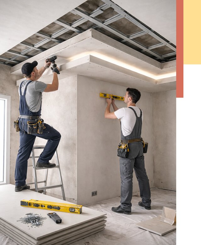 Двухуровневый потолок из гипсокартона в Междуреченске от 1465 руб. под ключ | ОТДЕЛОЧНИК-Мжд