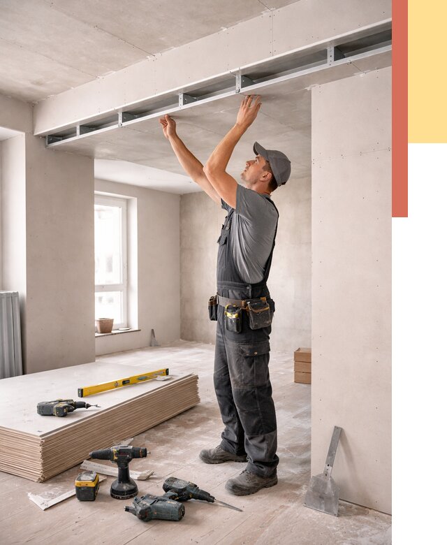 Потолок из гипсокартона с нишей в Междуреченске от 1263 руб. под ключ | ОТДЕЛОЧНИК-Мжд