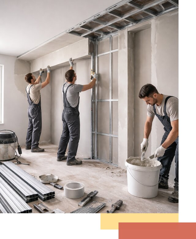 Монтаж потолка из гипсокартона с нишей в Междуреченске