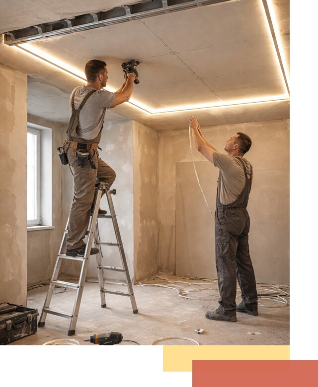 Потолок из гипсокартона с подсветкой в Междуреченске