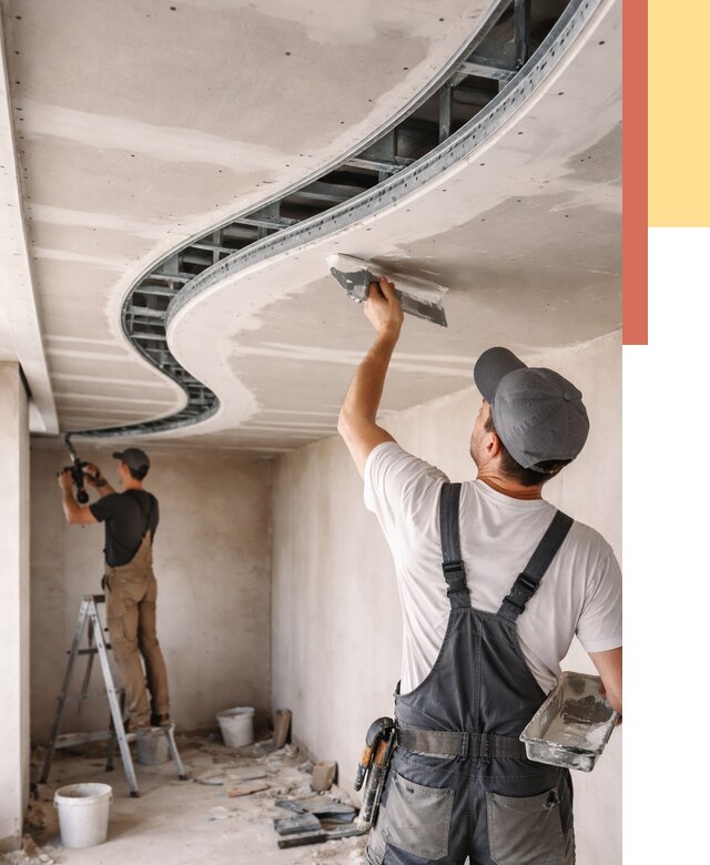 Криволинейный потолок из гипсокартона в Междуреченске от 2122 руб./м2 | ОТДЕЛОЧНИК-Мжд