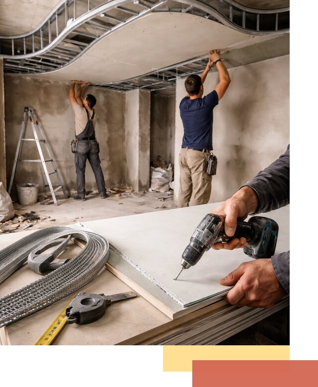 Криволинейный потолок из гипсокартона в Междуреченске — монтаж и отделка