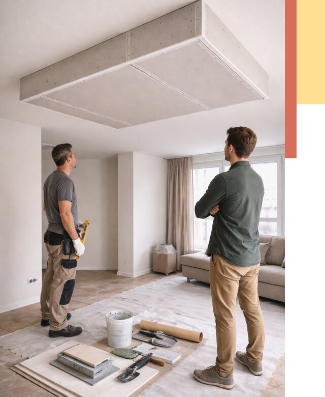 Короб на потолке из гипсокартона в Междуреченске от 2223 руб. — монтаж и услуги под ключ | ОТДЕЛОЧНИК-Мжд