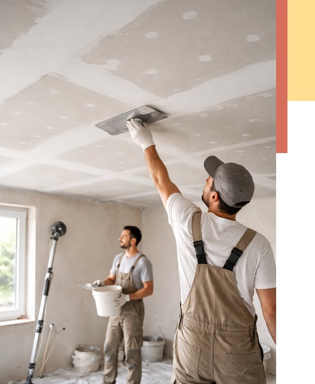 Шпаклевка потолка из гипсокартона в Междуреченске от 3234 руб./м2 — услуги под ключ | ОТДЕЛОЧНИК-Мжд