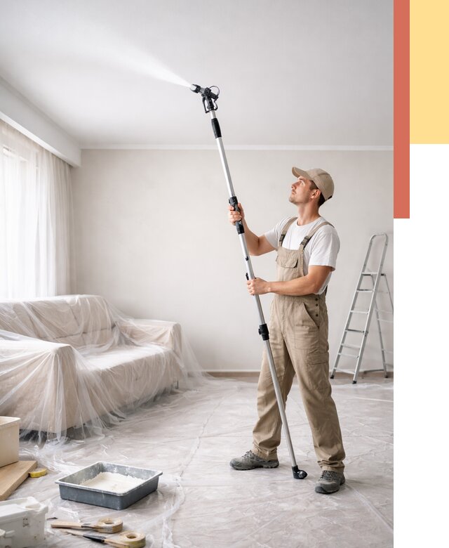 Покраска потолка краскопультом в Междуреченске от 4547 руб. быстро и недорого | ОТДЕЛОЧНИК-Мжд