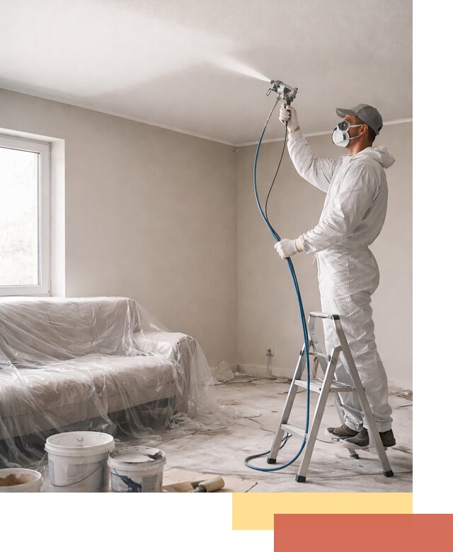 Покраска потолка краскопультом в Междуреченске быстро и качественно